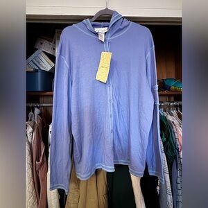 Port Savvy Blue Button-Up Hoodie